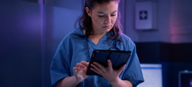 Operação profissional usando tablet