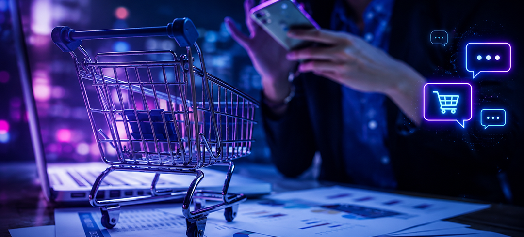 Carrinho de compras em tela digital