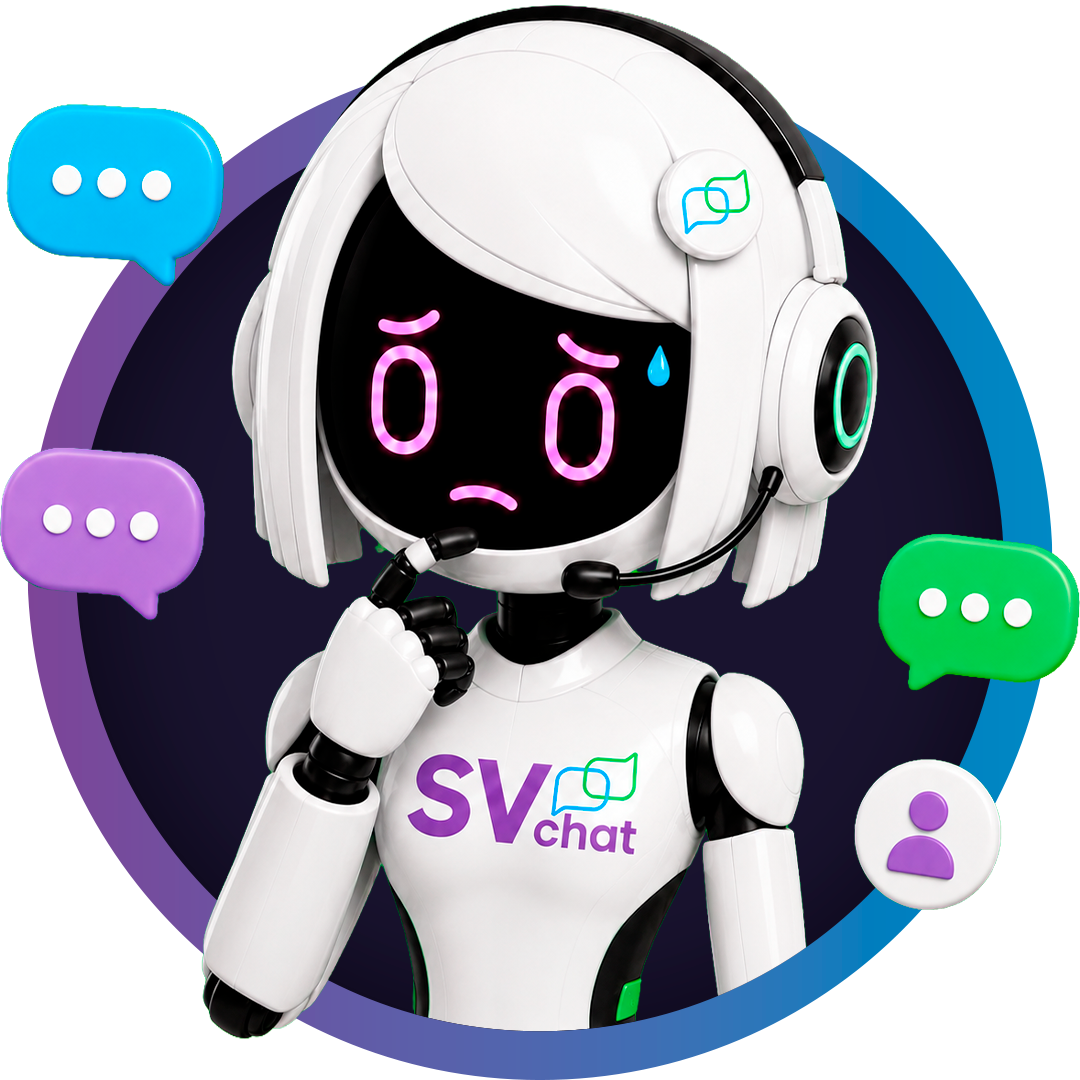 Robô SVChat com expressão preocupada